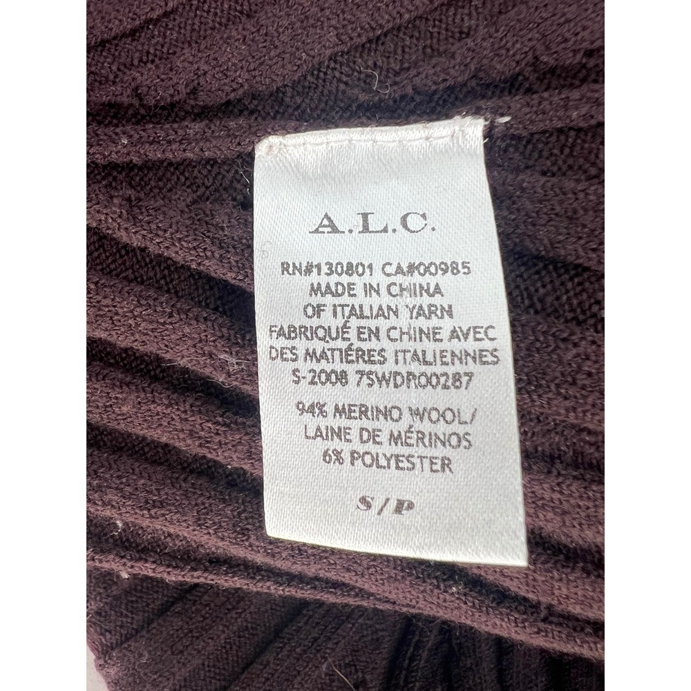 A.L.C. Emmalynn Rib Knit Merino Wool Midi Dress Brown Size Small - Picture 16 of 16